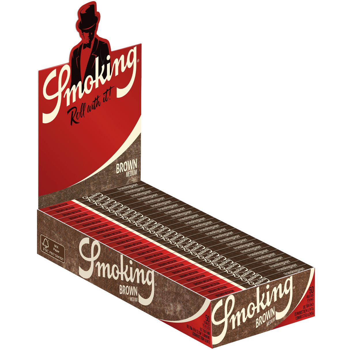 Smoking Brand Rolling Papers Brown 1 1/4 Size (50 leaves)