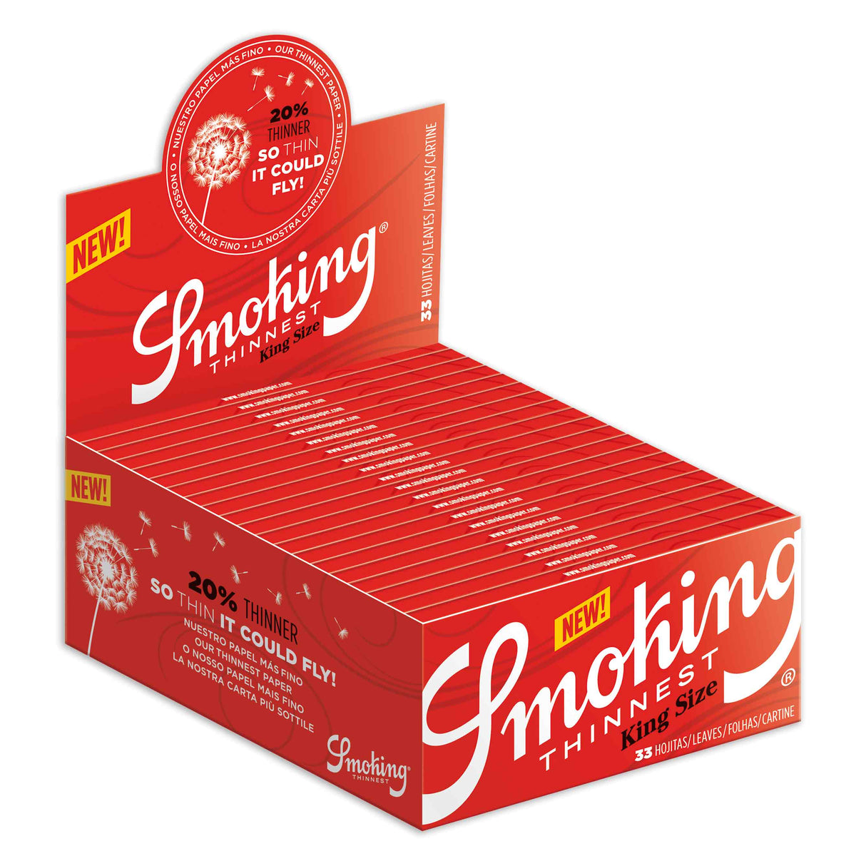 Smoking Brand Rolling Papers Thinnest Red King Size (33 Leaves)