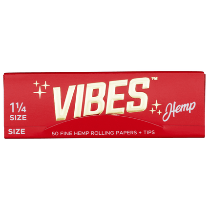 VIBES Rolling Papers Hemp 1 1/4 Size with Tips (50 Leaves)