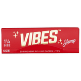 VIBES Rolling Papers Hemp 1 1/4 Size with Tips (50 Leaves)