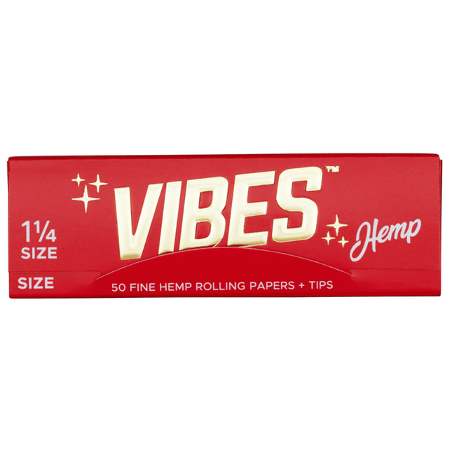 VIBES Rolling Papers Hemp 1 1/4 Size with Tips (50 Leaves)