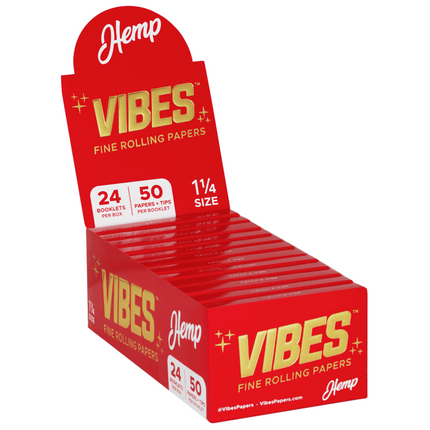 VIBES Rolling Papers Hemp 1 1/4 Size with Tips (50 Leaves)