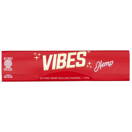 VIBES Rolling Papers Hemp King Size with Tips (33 Leaves)