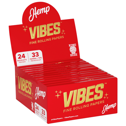 VIBES Rolling Papers Hemp King Size with Tips (33 Leaves)
