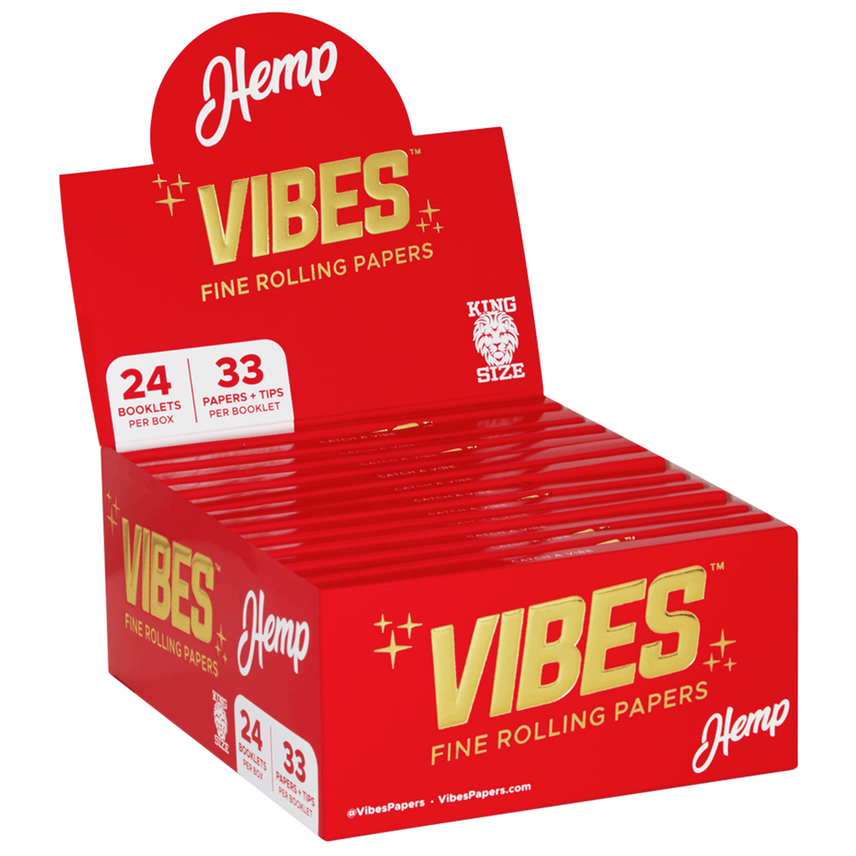 VIBES Rolling Papers Hemp King Size with Tips (33 Leaves)