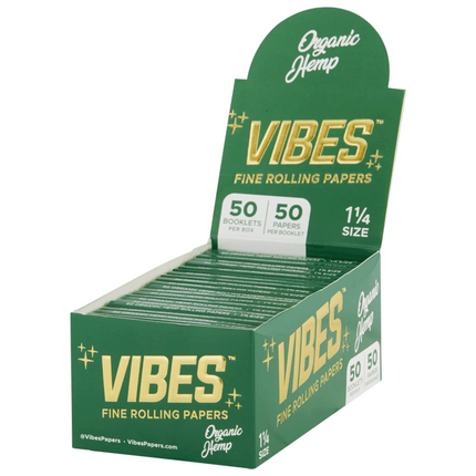 VIBES Rolling Papers Organic Hemp 1 1/4 Size (50 Leaves)
