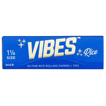 VIBES Rolling Papers Rice 1 1/4 Size with Tips (50 Leaves)