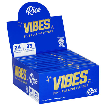 VIBES Rolling Papers Rice King Size with Tips (33 Leaves)