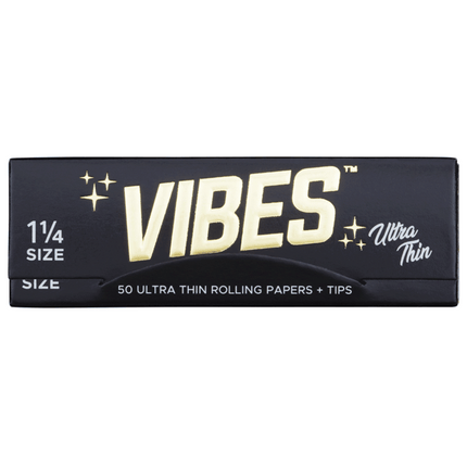 VIBES Rolling Papers Ultra Thin 1 1/4 Size with Tips (50 Leaves)
