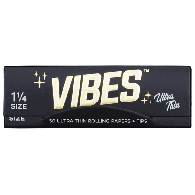 VIBES Rolling Papers Ultra Thin 1 1/4 Size with Tips (50 Leaves)