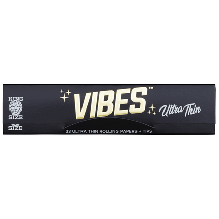 VIBES Rolling Papers Ultra Thin King Size with Tips (33 Leaves)