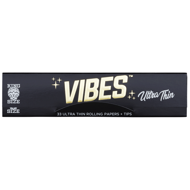 VIBES Rolling Papers Ultra Thin King Size with Tips (33 Leaves)