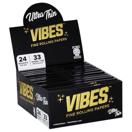 VIBES Rolling Papers Ultra Thin King Size with Tips (33 Leaves)