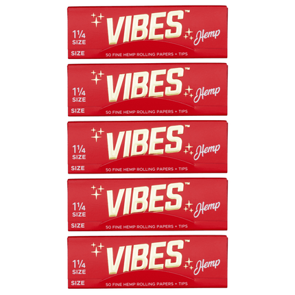 VIBES Rolling Papers Hemp 1 1/4 Size with Tips (50 Leaves)