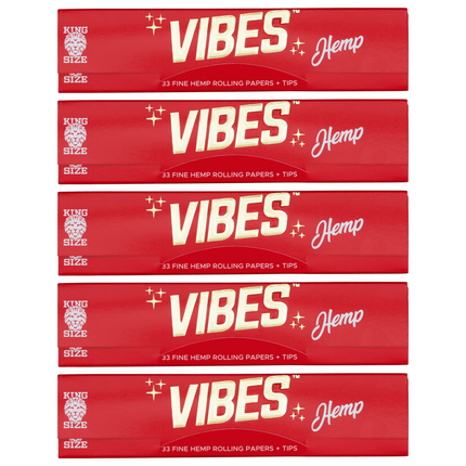 VIBES Rolling Papers Hemp King Size with Tips (33 Leaves)