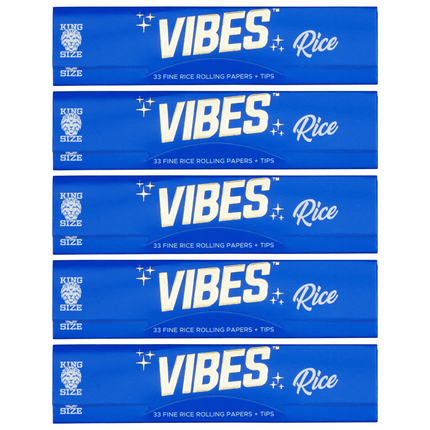 VIBES Rolling Papers Rice King Size with Tips (33 Leaves)