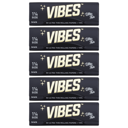VIBES Rolling Papers Ultra Thin 1 1/4 Size with Tips (50 Leaves)