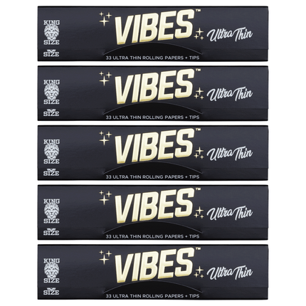 VIBES Rolling Papers Ultra Thin King Size with Tips (33 Leaves)