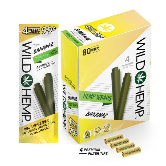 Wild Hemp Wraps Bananaz (4 Wraps Per Pouch)