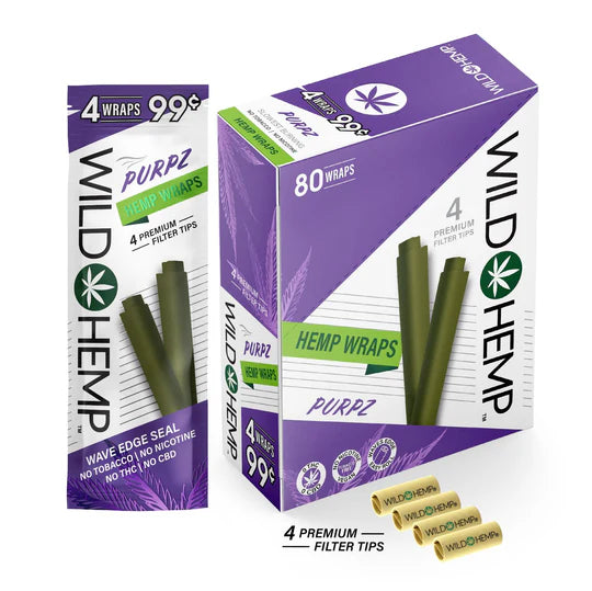 Wild Hemp Wraps Purpz (4 Wraps Per Pouch)