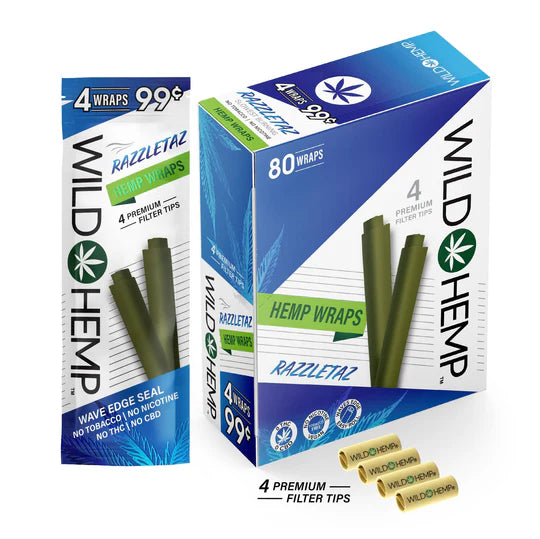 Wild Hemp Wraps Razzletaz (4 Wraps Per Pouch)
