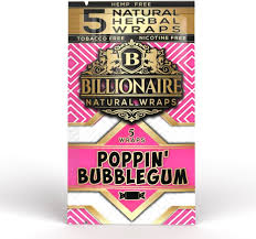 Billionaire Herbal Wraps Poppin' Bubblegum (5 Wraps Per Pouch) - Made from Tea