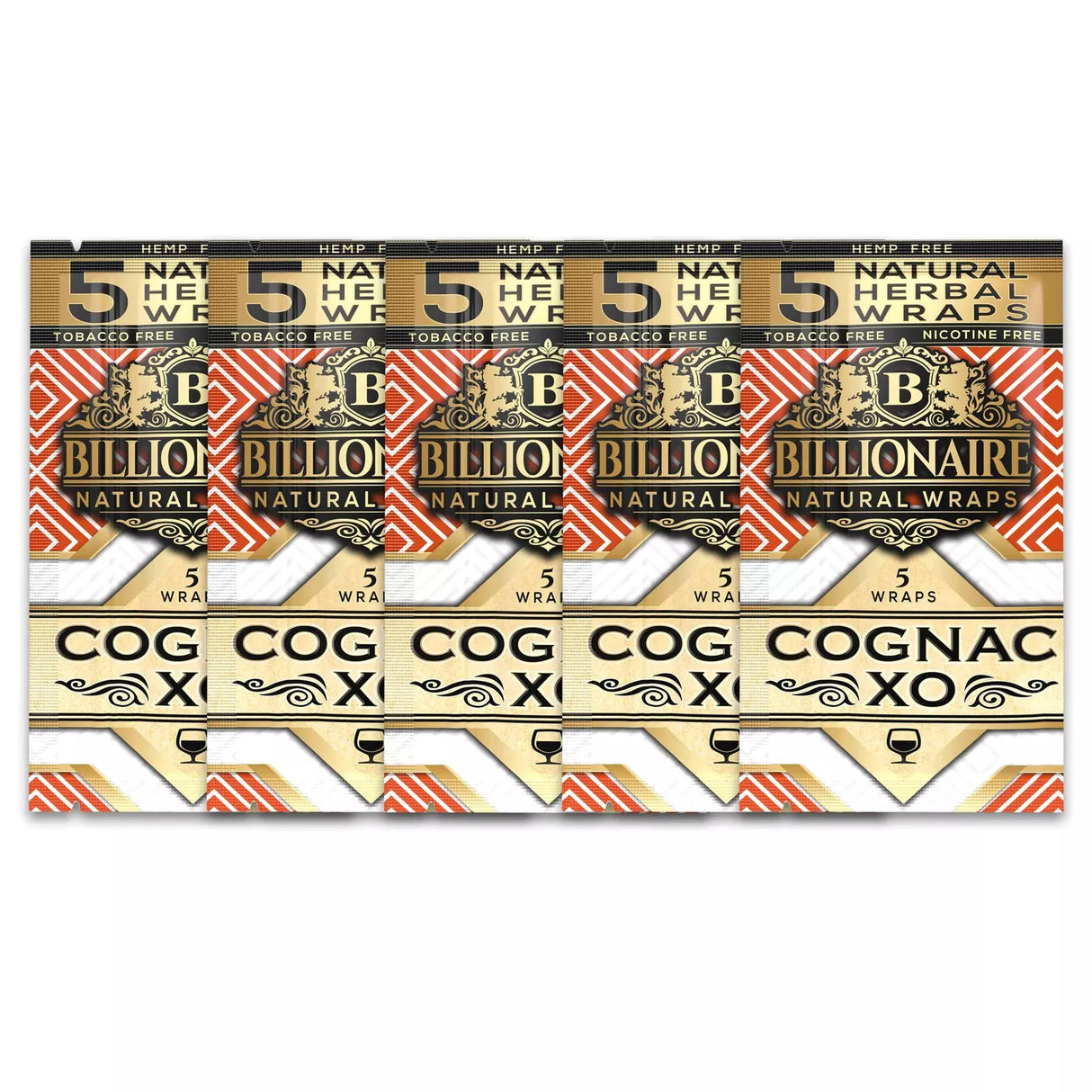 Billionaire Herbal Wraps Cognac XO (5 Wraps Per Pouch) - Made from Tea